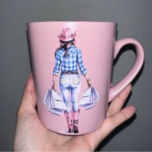 Pink Mug with Shopping Cowgirl Design Chanel bags NWT